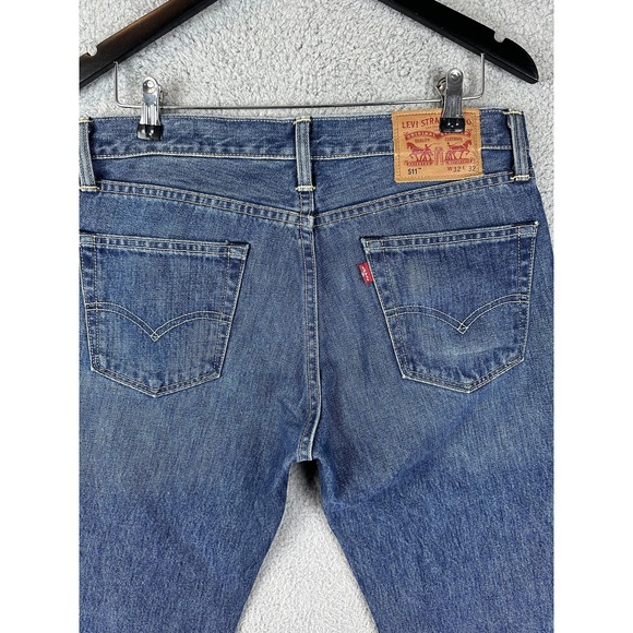 Levis 511 Jeans Men 32x32 Blue Made In USA Cone White Oak Denim Slim Fit Tapered